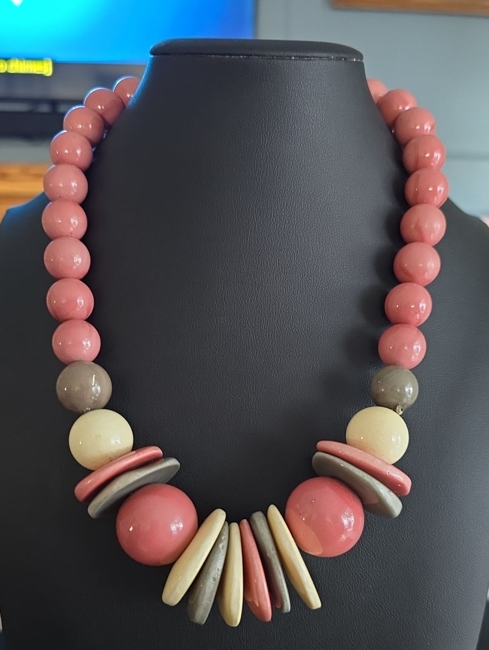 Chunky Pink Bead Statement Necklace